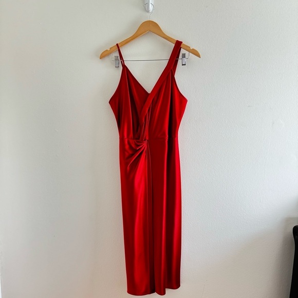Alexander Wang Red Satin Midi Dress Size 8 - Picture 5 of 12